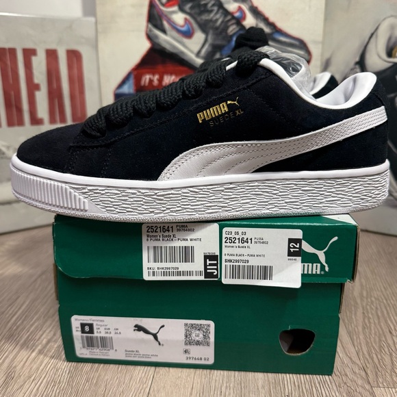 New Puma Women's Suede XL Black White Casual Sneakers Size 8 - Picture 2 of 15